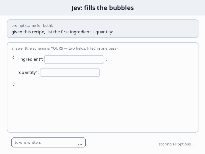 Jev picking from options with probabilities in one pass